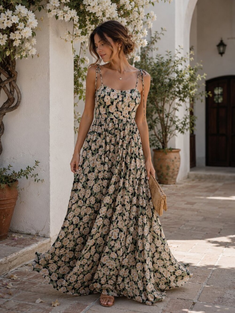 NWT Fame and Partners Lylah Tulip Floral Print Long Maxi Dress Size 0